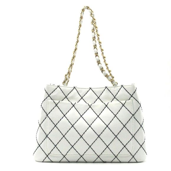 Chanel Matelasse Coco Mark Chain Shoulder Leather Shoulder Bag White - Picture 2 of 7